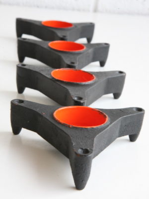 Set of 4 1960s Cast Iron Candle Holders 3