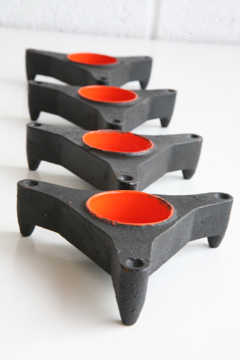 Set of 4 1960s Cast Iron Candle Holders 3