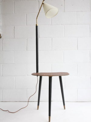 1950s Teak Brass Floor Lamp with Table 4