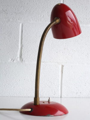 1950s Red Brass Desk Lamp 4