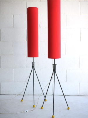 1950s Atomic Floor Lamp with Red Shade 1